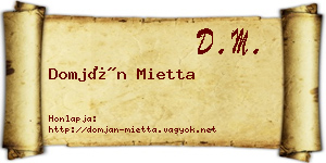 Domján Mietta névjegykártya